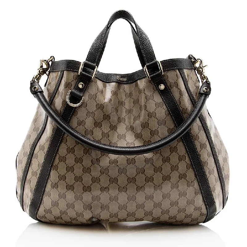 Luxury bags with chain straps  Gucci GG Crystal Abbey Convertible Tote (SHF-13889)
