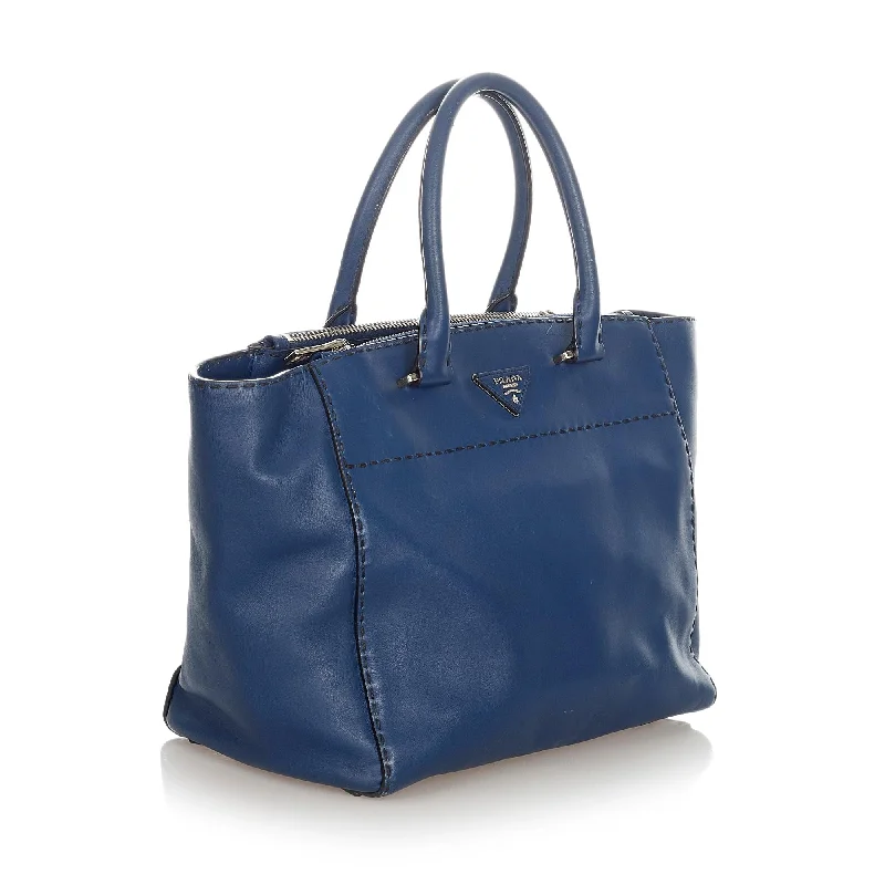 Designer bags with gold hardware  Prada Caflskin Stitched Tote Bag 31935