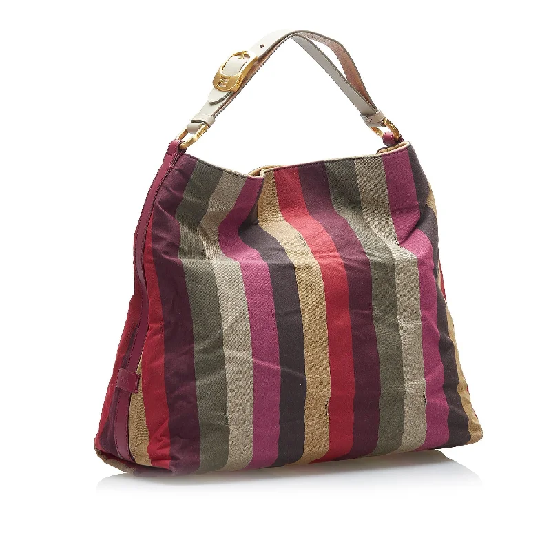 Designer bags with detachable straps  Fendi Pequin Shoulder Bag (SHG-ecEtOR)