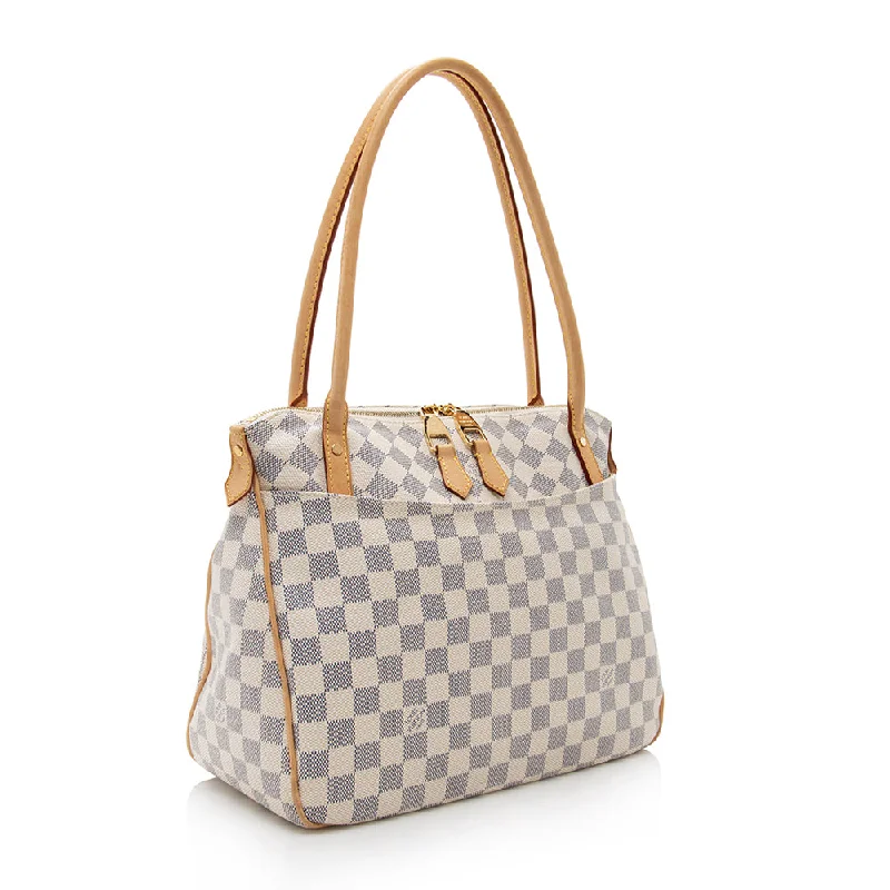 Luxury bags with exotic skins  Louis Vuitton Damier Azur Figheri PM Tote (17861)