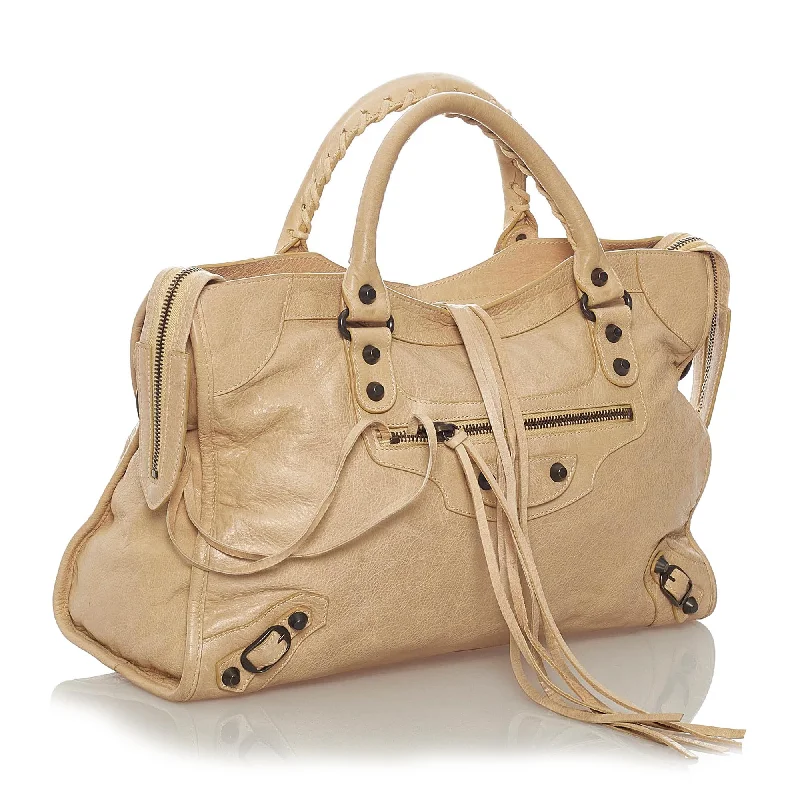 Luxury handbags 2025  Balenciaga Motocross Classic City Leather Satchel (SHG-28235)