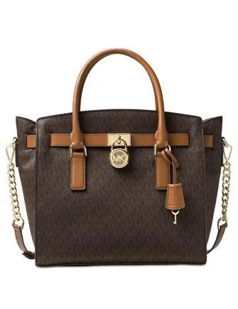 Luxury bags with chain straps  Michael Michael Kors Signature Studio Hamilton Large East West Satchel