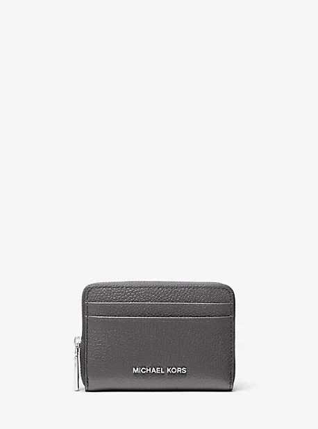 Sustainable fashion bags  MK Jet Set Small Pebbled Leather Zip-Around Card Case - Grey - Michael Kors