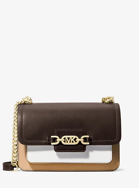 Mini bags for evening out  MK Heather Large Color-Block Leather Shoulder Bag - Brown - Michael Kors