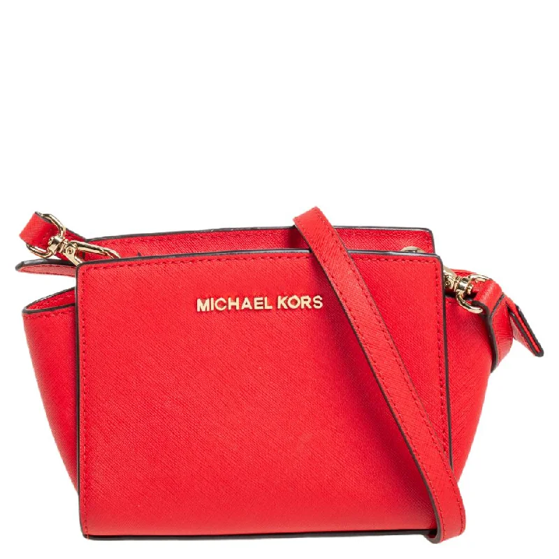 Best bags for weekend getaways  Orange Saffiano Leather Mini Selma Crossbody Bag