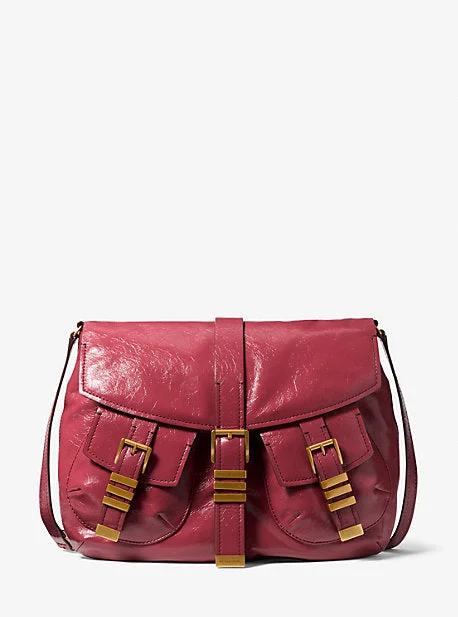 Crossbody bags for everyday use  MK Darrington Large Crackled Leather Shoulder Bag - Red - Michael Kors
