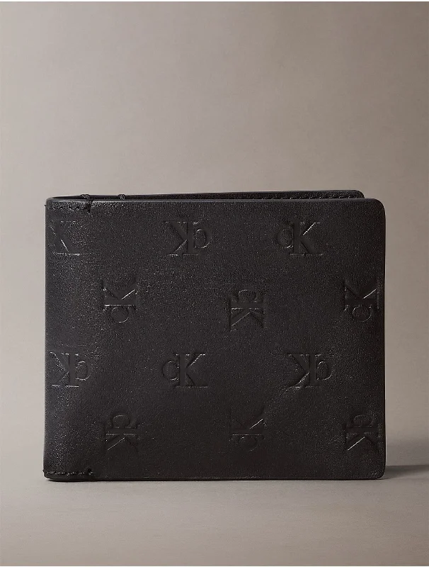 Best bags for business trips  Men's Allover Monogram Logo Bifold Wallet - Black