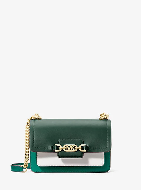 Best bags for weekend getaways  MK Heather Extra-Small Color-Block Leather Crossbody Bag - Green - Michael Kors