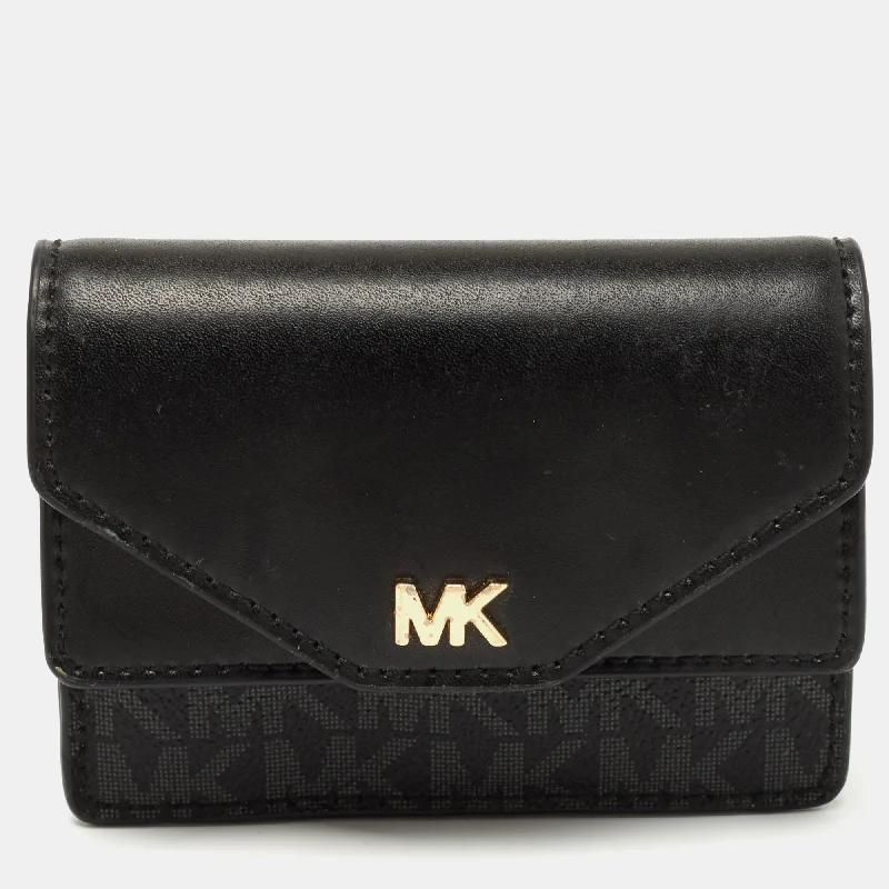 Affordable designer bag dupes  Black/Grey Signature Coated Canvas and Leather Card Case