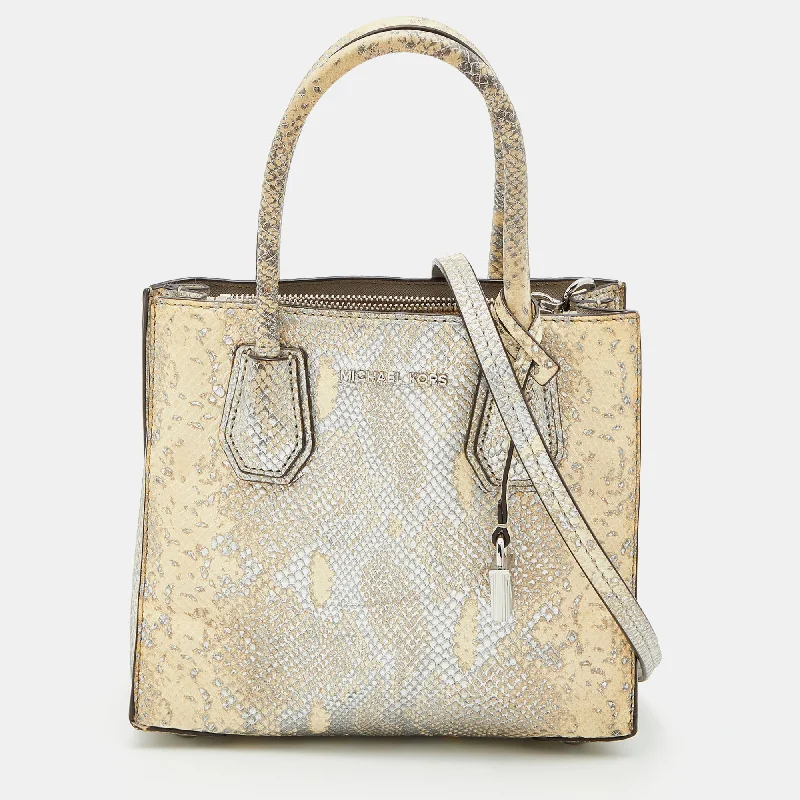 Best bags for photographers  Beige/Gold Python Embossed Leather Small Mercer Tote