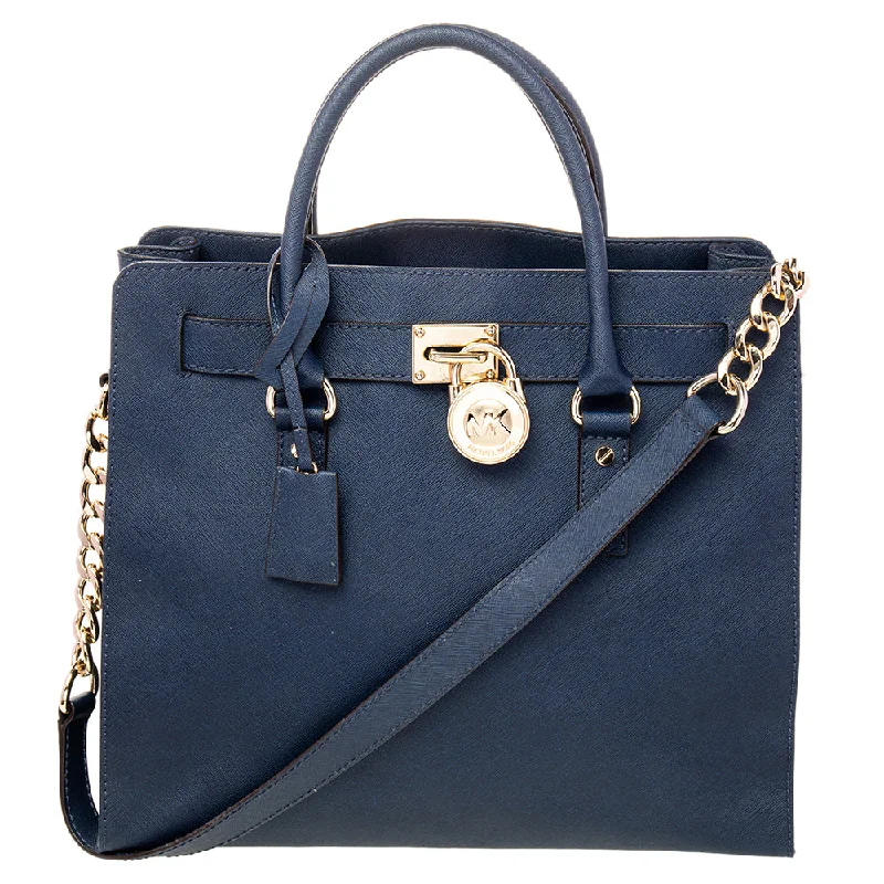 Minimalist leather handbags  Blue Leather Hamilton Tote