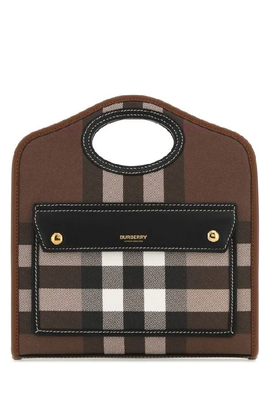 Mini bags for evening out  Burberry Woman Printed E-Canvas And Leather Mini Pocket Bag Handbag