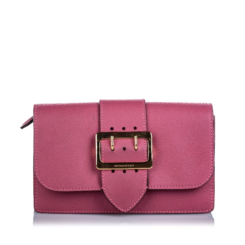 Top-rated backpack brands  Burberry Pink Calf Leather Buckle Crossbody Bag ITALY