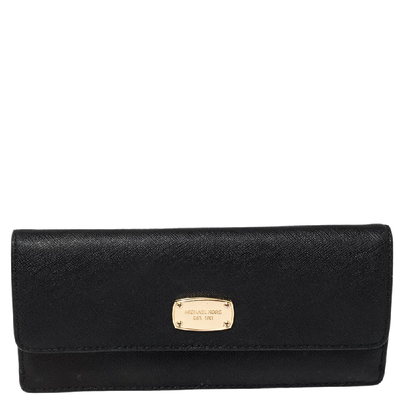 Designer bags with detachable straps  Black Leather Flap Continental Wallet