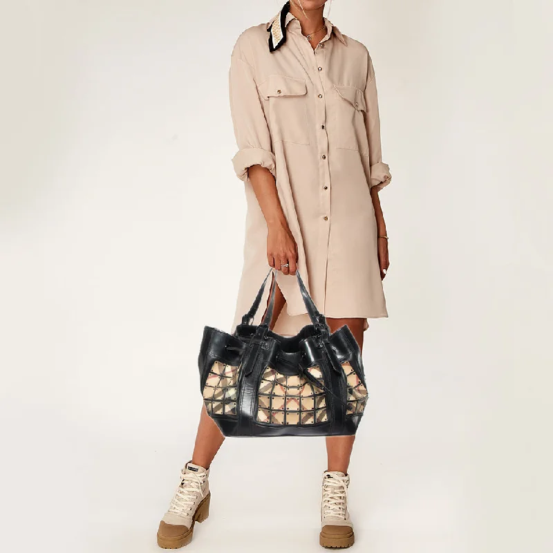 Best bags for photographers  BURBERRY Beige/Black Nova Check Coated Canvas and Patent Leather Warrior Tote