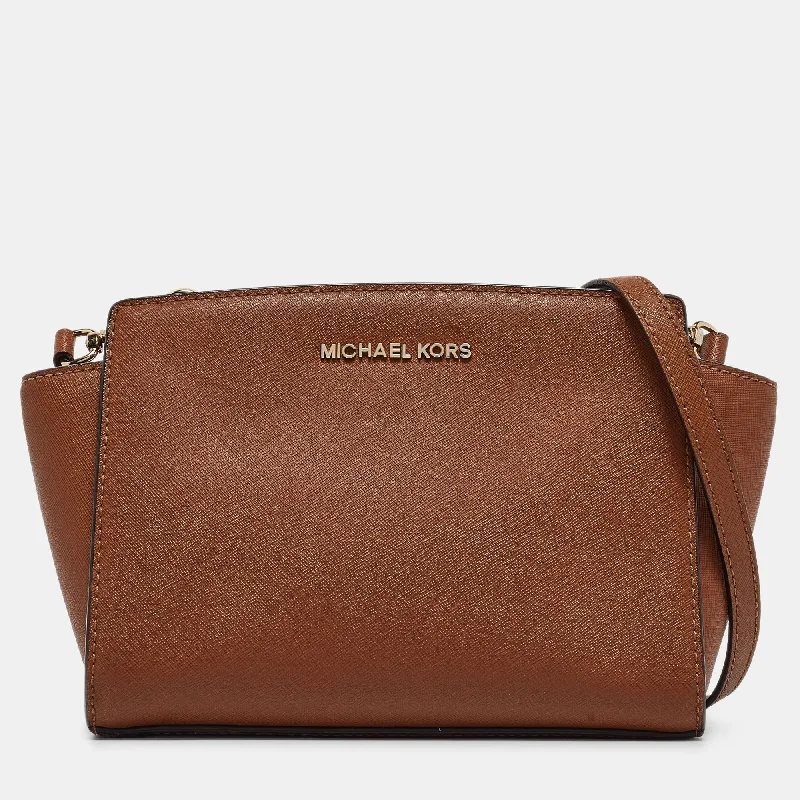 Designer bags with top handles  Brown Leather Small Selma Crossbody Bag