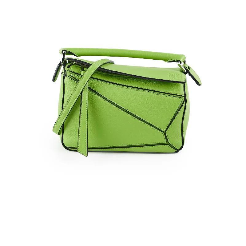 High-quality leather messenger bags  Loewe Mini Puzzle Green