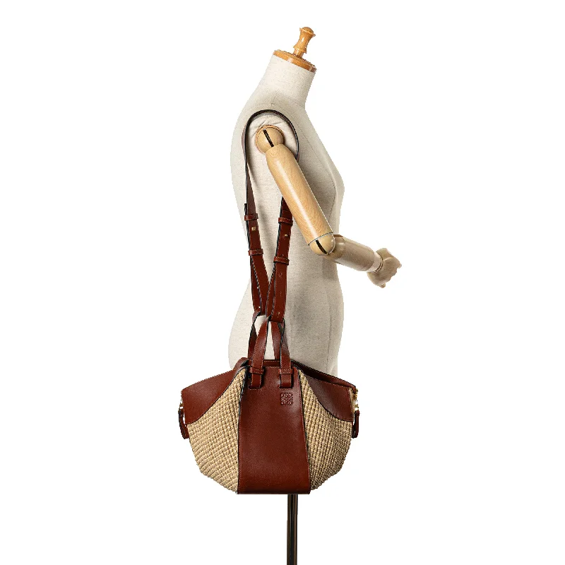 Crossbody bags for everyday use  LOEWE Small Leather and Raffia Hammock Bag Brown