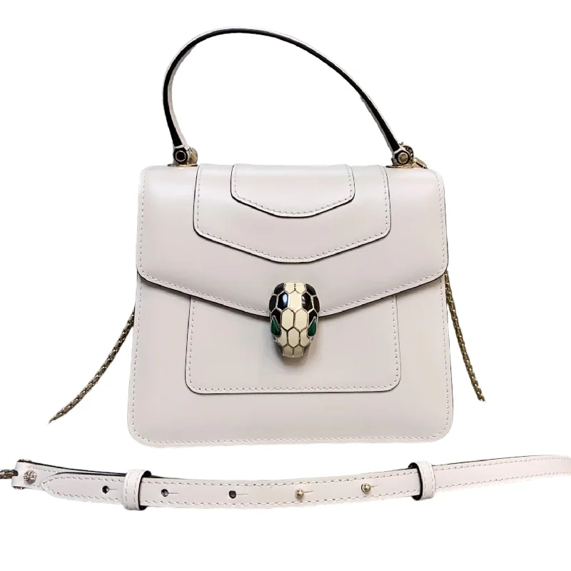 Elegant clutch bags for weddings  Serpenti Forever Top Handle Calfskin White GHW