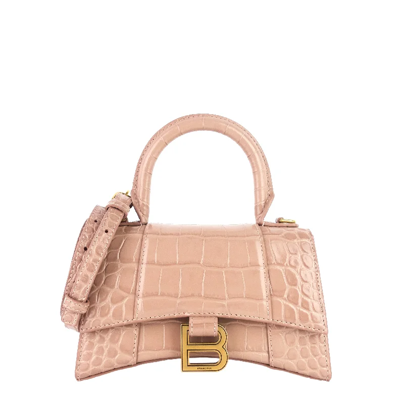 Elegant clutch bags for weddings  Hourglass XS Croc Embossed Leather Top Handle Bag