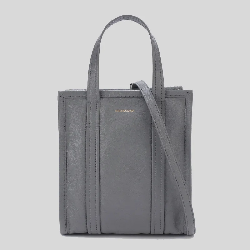 Stylish laptop bags for professionals  Balenciaga Bazar Leather Shoulder Bag Grey 513989