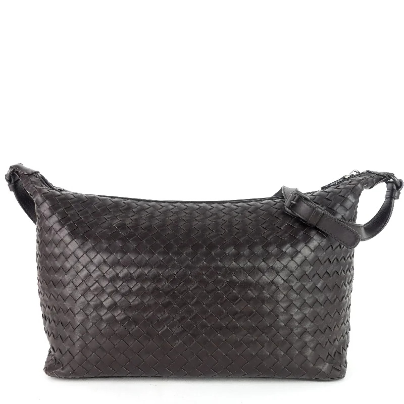Eco-friendly tote bags for shopping  Large Intrecciato Leather Zip Shoulder Bag